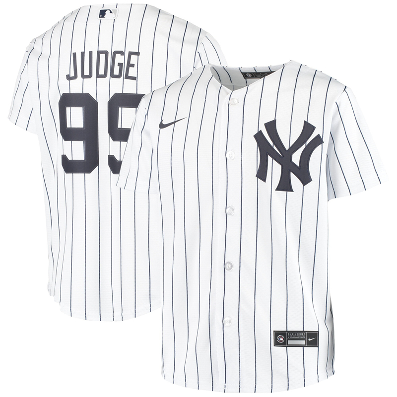2020 MLB Youth New York Yankees #99 Aaron Judge Nike White Home 2020 Replica Player Jersey 1->new york yankees->MLB Jersey